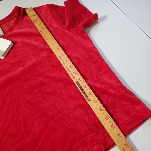 Hanna Andersson Womens Velour Short Sleeve Tee Size Medium Red Soft Holiday Cozy - Picture 9 of 10
